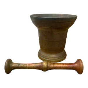 19th Century Oxidized Italian Bronze Mortar & Pestle
