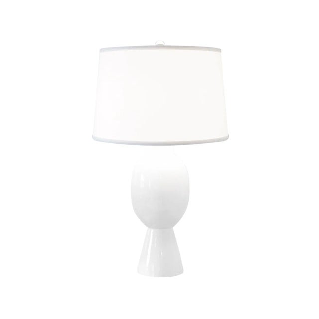 2020s Matthew Izzo Home - Dover White Ceramic Table Lamp With Linen Shade For Sale - Image 5 of 5