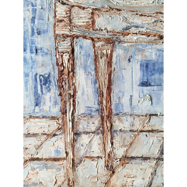 Textile "When Time Stood Still" Original Expressionist Interior Scene Painting by Shabana Godhrawala For Sale - Image 7 of 11