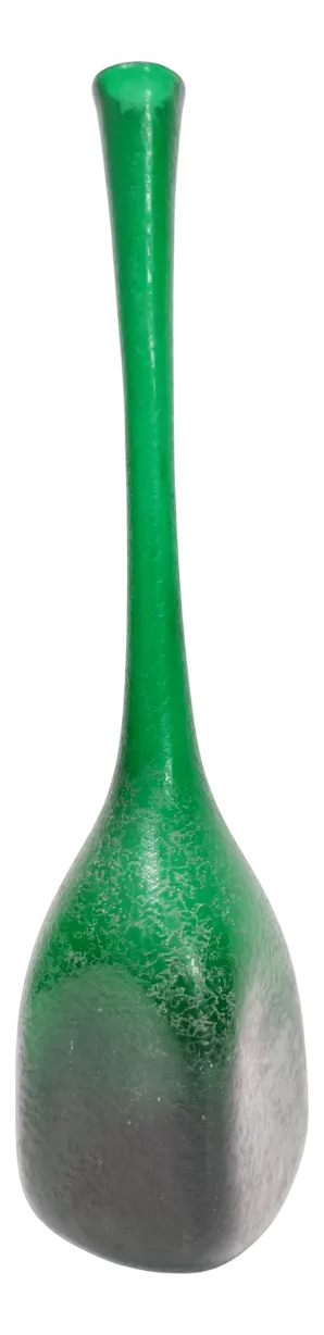 Vintage Emerald Green Corroso Murano Glass Vase attributed to Seguso, Italy, 1950s
