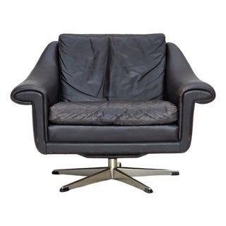 Danish Leather Swivel Armchair from Aage Christensen, 1960s For Sale