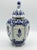 Lovely covered early 20th-Century hexagonal Dutch Delft ginger jar with a foo dog finial. It is a hand painted urn with a...