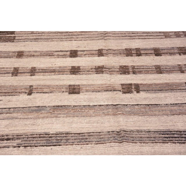 Textile Earthy Brown Grey Modern Wool Pile Rug For Sale - Image 7 of 7