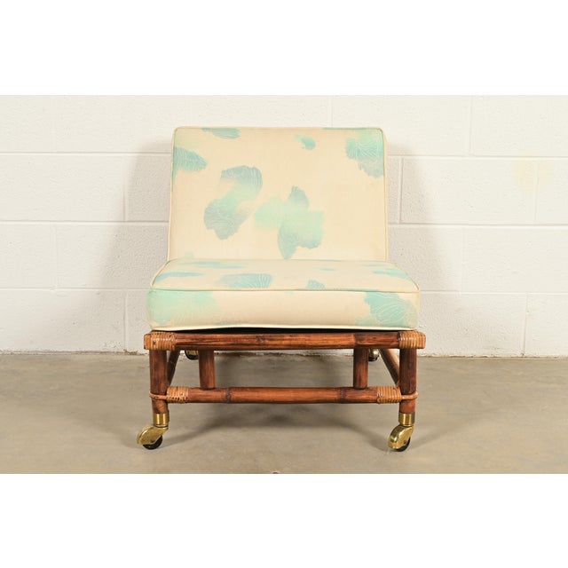 A gorgeous mid-century Hollywood Regency Organic Modern armless lounge chair By John Wisner for Ficks Reed, "Far Horizons"...