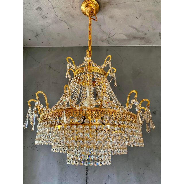 1930s Vintage Crystal Chandelier, 1930s For Sale - Image 5 of 9