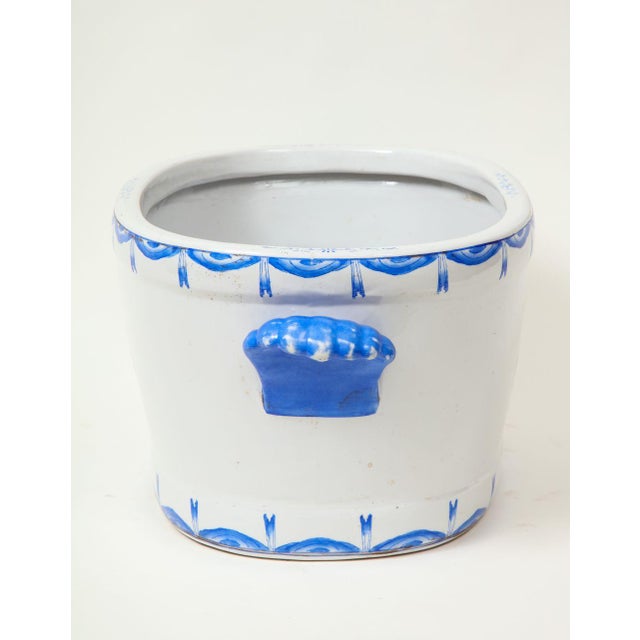 White Chinese Export Style Porcelain Oval Basin For Sale - Image 8 of 11