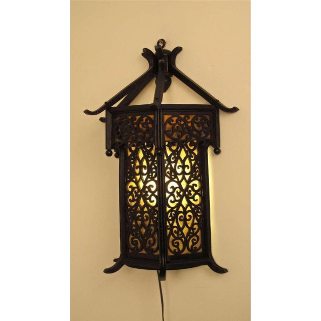 Asian Style Wooden Lantern Wall Sconce Chairish