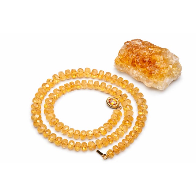Yellow Brazilian Faceted Citrine Beaded Necklace, 19.5 Inches Long For Sale - Image 8 of 8