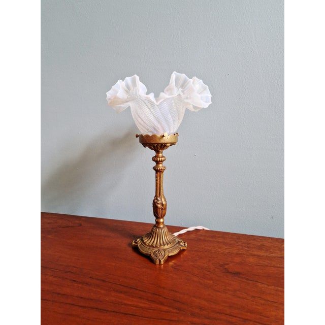 Table Lamp in Gilt Bronze and Opalescent Glass, Early 20th Century For Sale - Image 18 of 18