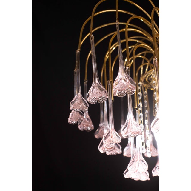 1970s Meryl Streep, Pink Murano Pendant Flowers Chandelier For Sale - Image 9 of 11