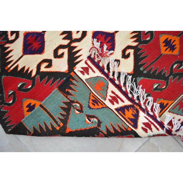 1980s Turkish Rug Handmade Navajo Style Kilim Rug - 3′1″ × 3′9″ For Sale - Image 9 of 10