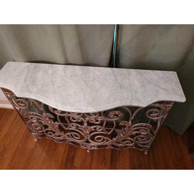 Tan 1990s White Marble Console Table For Sale - Image 8 of 8