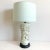 Gorgeous oversize Italian ceramic vase lamp hand glazed in matte sea foam green with applied creamy white dimensional...