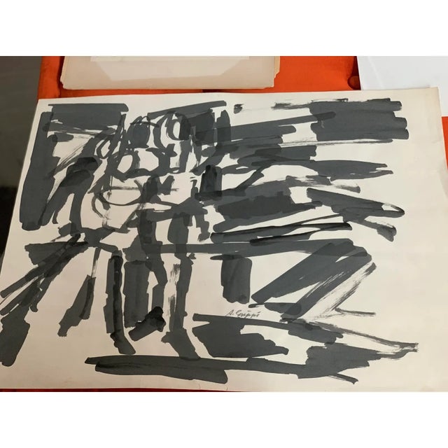 1950s Mid 20th Century Abstract Action Painting, Black & White Pen & Ink on Paper by Salvatore Grippi For Sale - Image 5 of 5