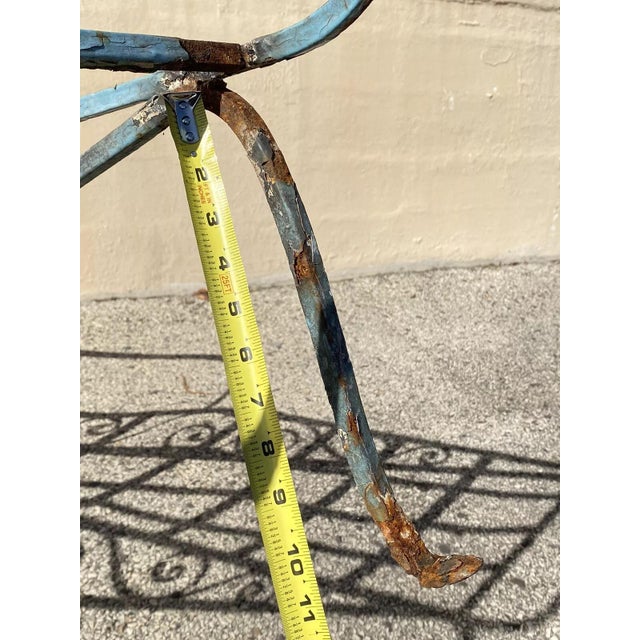 Blue Early 20th Century Vintage Salterini Style Art Nouveau Scrolling Wrought Iron Lounge, Attributed For Sale - Image 8 of 12