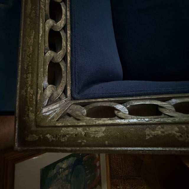 Blue Antique Carved Frame Sofa/Daybed For Sale - Image 8 of 11