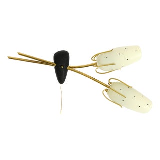 Mid-Century Brass Wall Lamp with Painted Glass Shades, 1950s For Sale