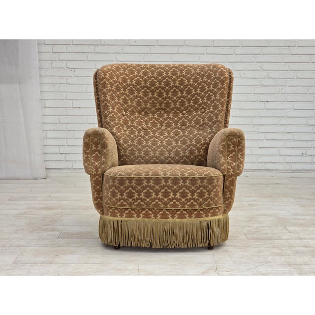 Danish Lounge Chair in Velour and Beech, 1960s For Sale - Image 15 of 15