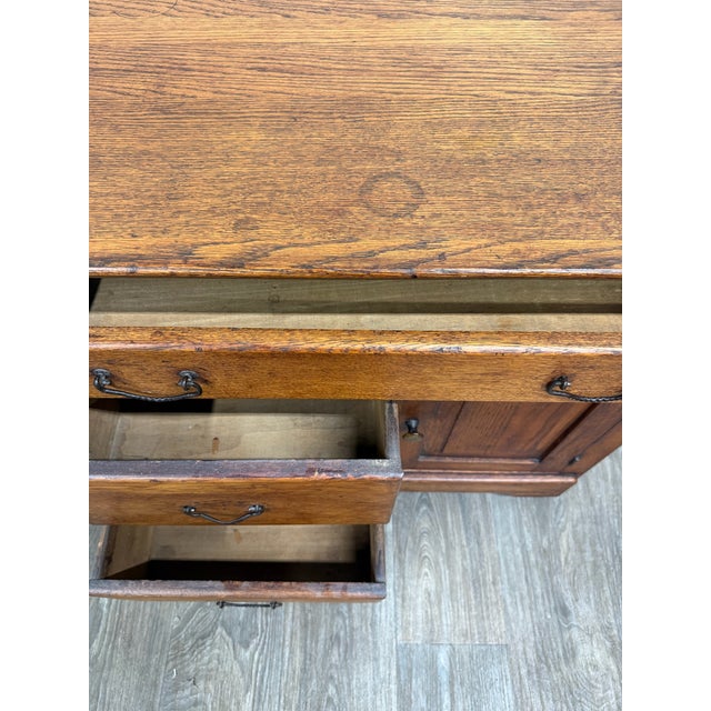 Antique Arts & Crafts Oak Washstand With Castors For Sale - Image 13 of 16