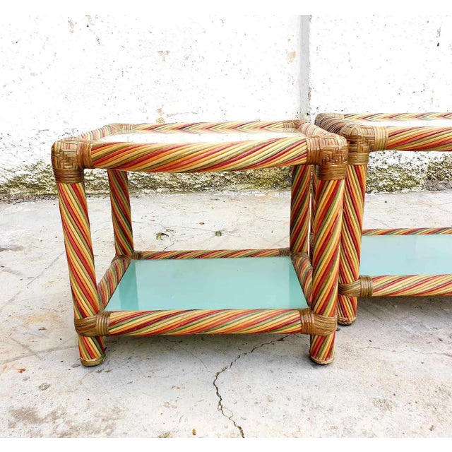 Vintage Rattan Nightstands by Alberto Smania for Studio Interni Smania, 1970s, Set of 2 For Sale - Image 4 of 12