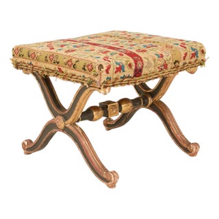 19th Century Empire Ebonized and Parcel-Gilt Footstool For Sale