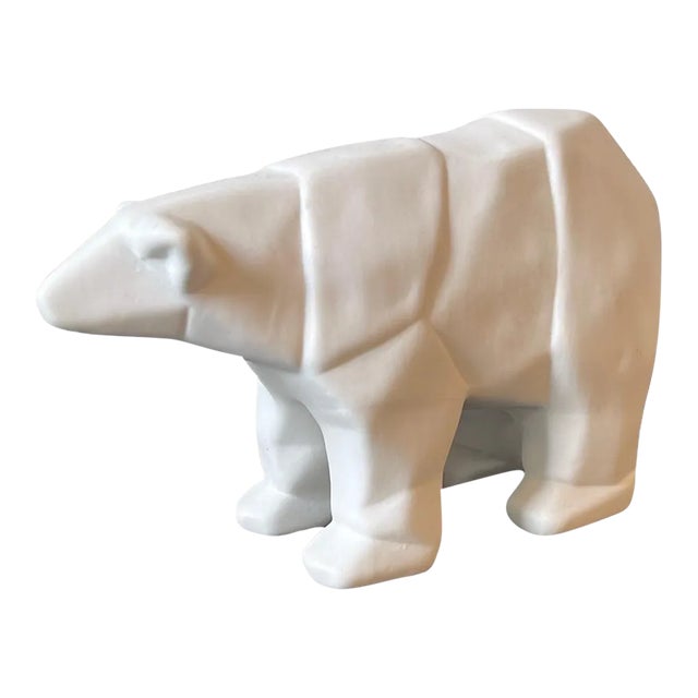 Mid 20th Century Cubist Ceramic Polar Bear Sculpture For Sale