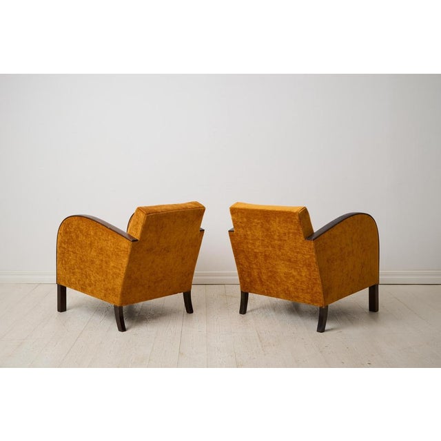 Vintage Swedish Art Deco Chairs with Velour Upholstery, 1930s, Set of 2 For Sale - Image 6 of 11