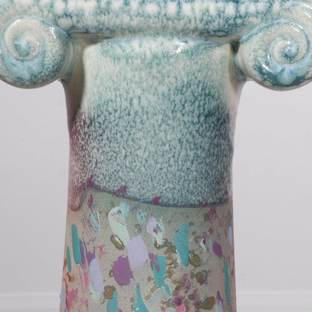 Ceramic 1980s Tony Evans Sculptural Raku Pottery Column Candlesticks - a Pair For Sale - Image 7 of 11