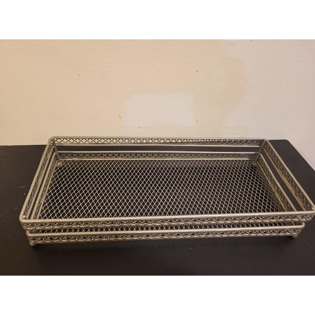 Vintage Art Deco Footed Filigree Serving Tray For Sale - Image 4 of 10