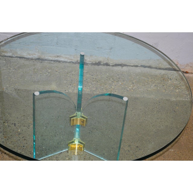 Postmodern 1970s Leon Rosen Pace Collection Style Round Arched Base Cocktail Table For Sale - Image 3 of 4