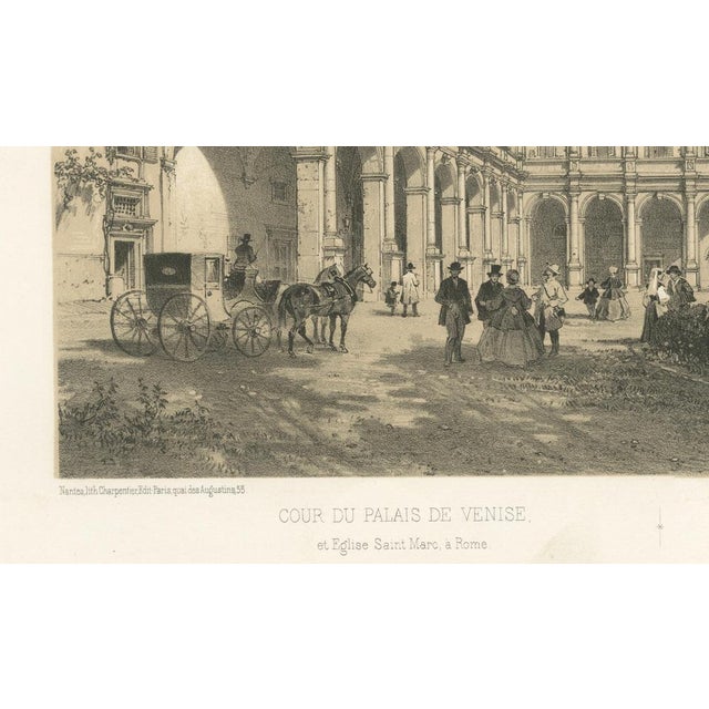 After Bayot, Courtyard of Palazzo Venezia, Rome, 1869, Lithograph For Sale - Image 6 of 9