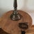 Art Nouveau Vintage Art Nouveau Double Arm Brass Table Lamp With Ornate Fruited Base and Two Curved Arms W/Bell Shaped Glass Shades For Sale - Image 3 of 12