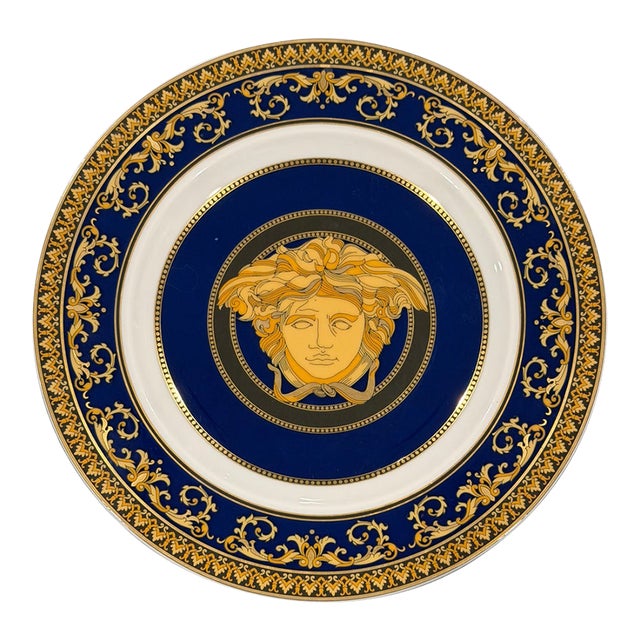 Rosenthal Versace Medusa Blue Porcelain Bread & Butter Plate, 7.25” For Sale