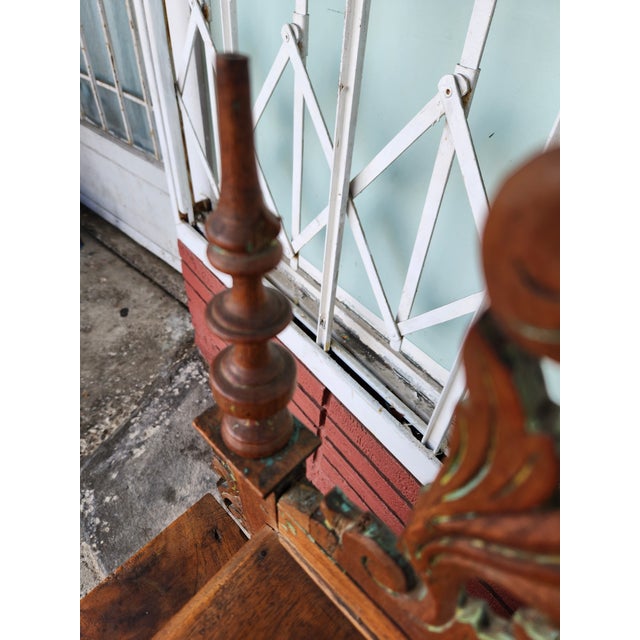 Copper Antique Carved Wood Vanity Dresser With Mirror For Sale - Image 8 of 12