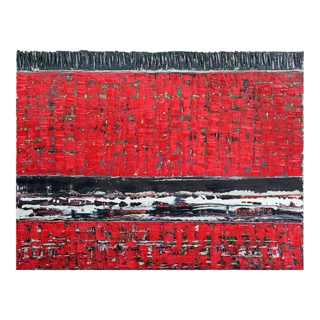 Abstract Red Kilim No. 1 - Oversized Original Oil Painting by Diane Grant | Color Field For Sale
