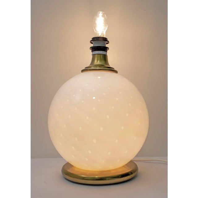 Mid-Century Modern Mid-Century Brass and Murano Glass Table Lamp, 1970s For Sale - Image 3 of 8