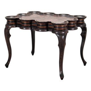 Rose Tarlow Style Chinoiserie Scalloped Lacquer Coffee Table For Sale