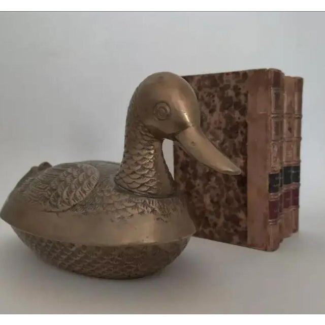 Metal 1970s Mid-Century Modern Solid Brass Mallard Duck Lidded Box For Sale - Image 7 of 13
