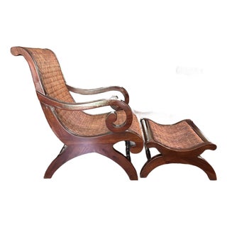 Plantation Mahogany Chair With Matching Ottoman For Sale