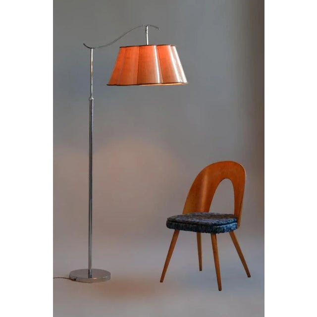 20th Century Czech Bauhaus Chrome Floor Lamp with Parchment Shade, 1920s For Sale - Image 12 of 13