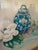 Large charming mid-century watercolor still life by Nita Bradley, dated 1952. This delicate composition features a white...