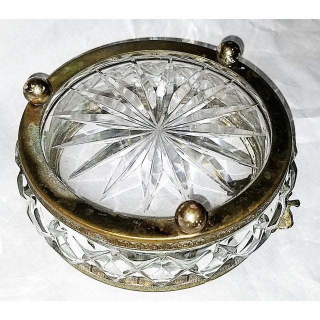 1920s 1920s Crystal and Gilt Bronze Midcentury Ashtray Candy Dish For Sale - Image 5 of 5