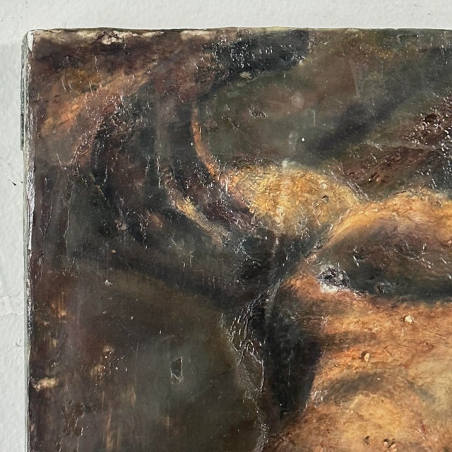Vintage Realist Female Nude Figurative Encaustic Painting on Board, Signed (Ca. 1960) For Sale In Philadelphia - Image 6 of 8