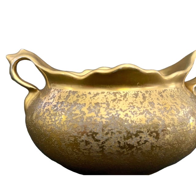 Ceramic Antique Sugar Bowl by Fraunfelter Porcelain – 1920s Stouffer Studio Hand-Painted 24k Gold For Sale - Image 7 of 8