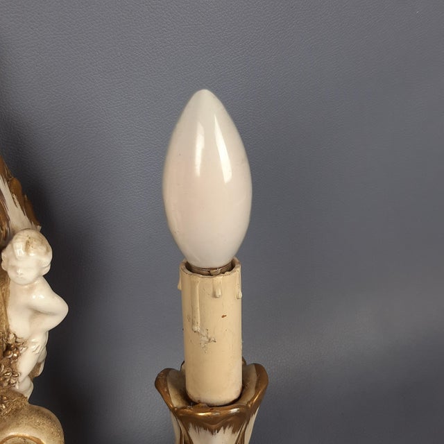 Baroque Style Wall Sconces with Cherubs from Capodimonte, 1960s, Set of 2 For Sale - Image 13 of 18