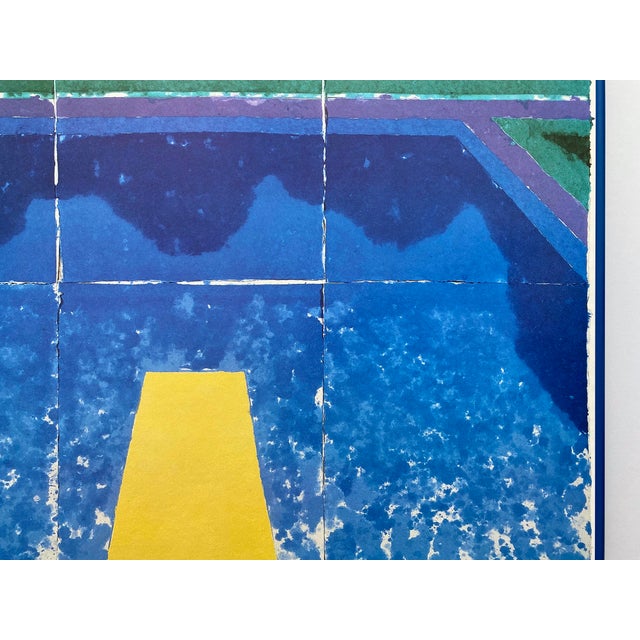 David Hockney Vintage 1988 Pop Art Lithograph Print Framed Museum Exhibition Poster " Day Pool With Three Blues ( Paper Pool #7 ) " 1978 For Sale - Image 13 of 17