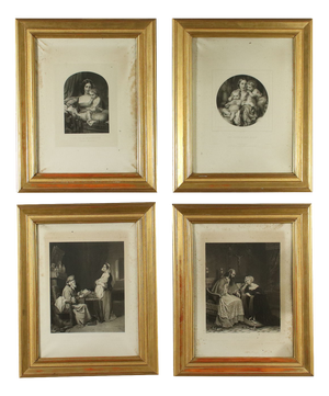 Figurative Scenes, 19th Century, Engravings, Framed, Set of 4