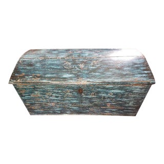 Antique Blue Swedish Wedding Trunk For Sale