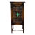 Antique English Arts & Crafts Oak Leaded Stained Glass Bookcase Cabinet c.1930s For Sale