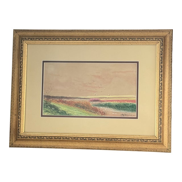 Late 19th Century Abraham Hulk Jr. Signed Watercolor Landscape Painting in Gilt Frame For Sale